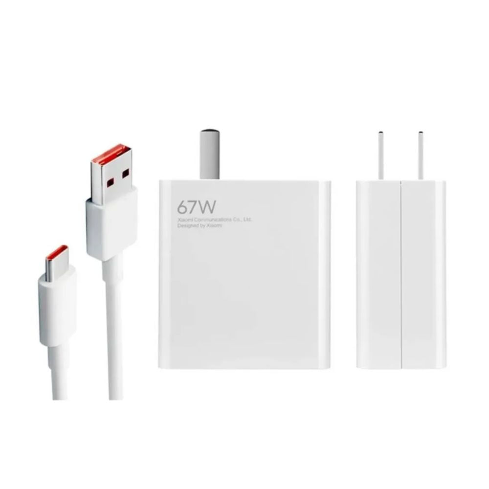 Imagen 2 del producto Cargador Xiaomi 67W original Turbo Charge, conector Tipo C, incluye cable USB-A, carga rápida y segura para smartphones, blanco