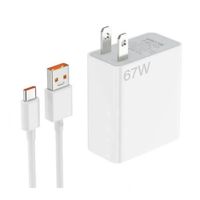 Cargador Xiaomi 67W original Turbo Charge, conector Tipo C, incluye cable USB-A, carga rápida y segura para smartphones, blanco
