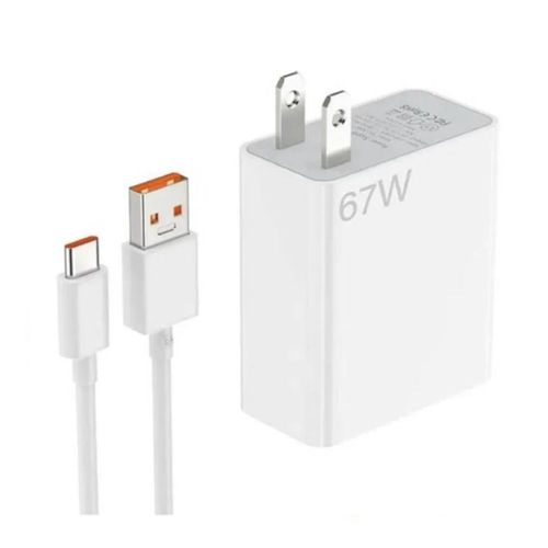 Cargador Xiaomi 67W Original Turbo Charge Tipo C, Cable USB A,  Blanco