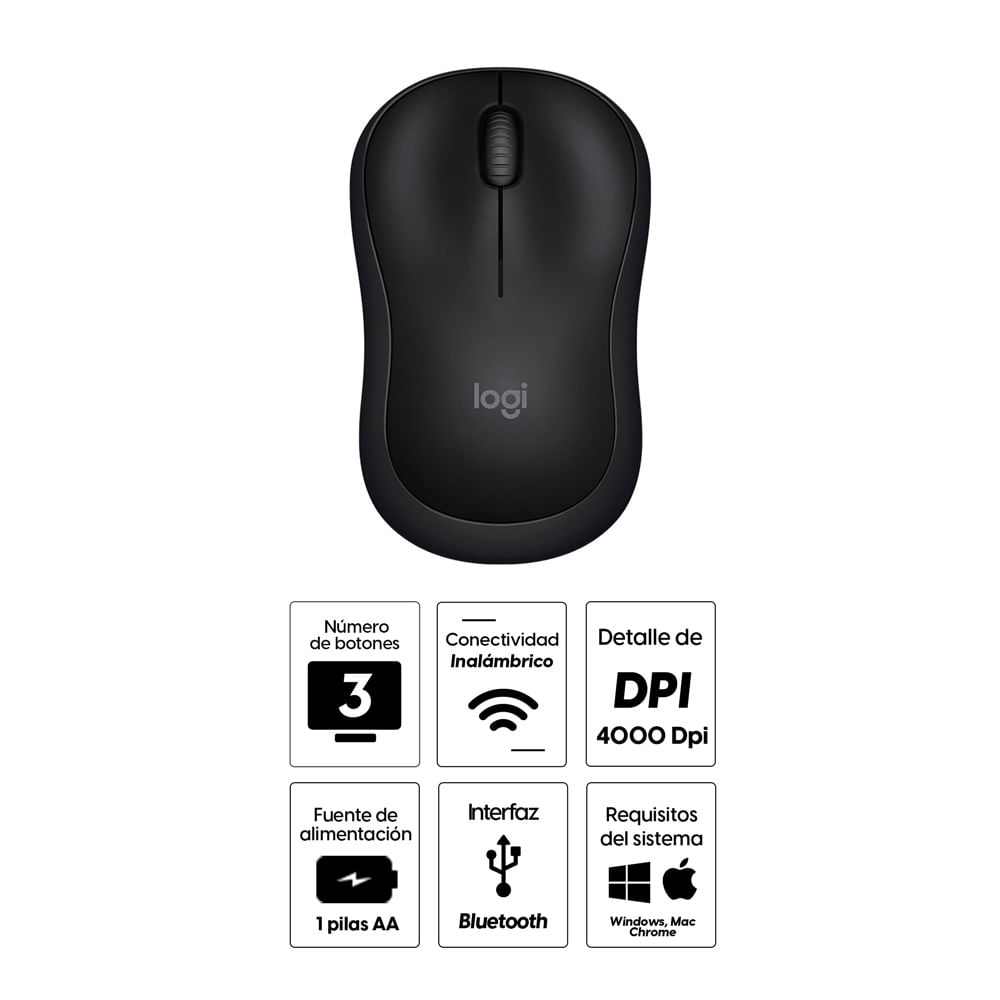 Imagen 2 del producto Reacondicionado: Mouse inalámbrico Logitech M240 silencioso, bluetooth, 4000 dpi, 3 botones, grafito