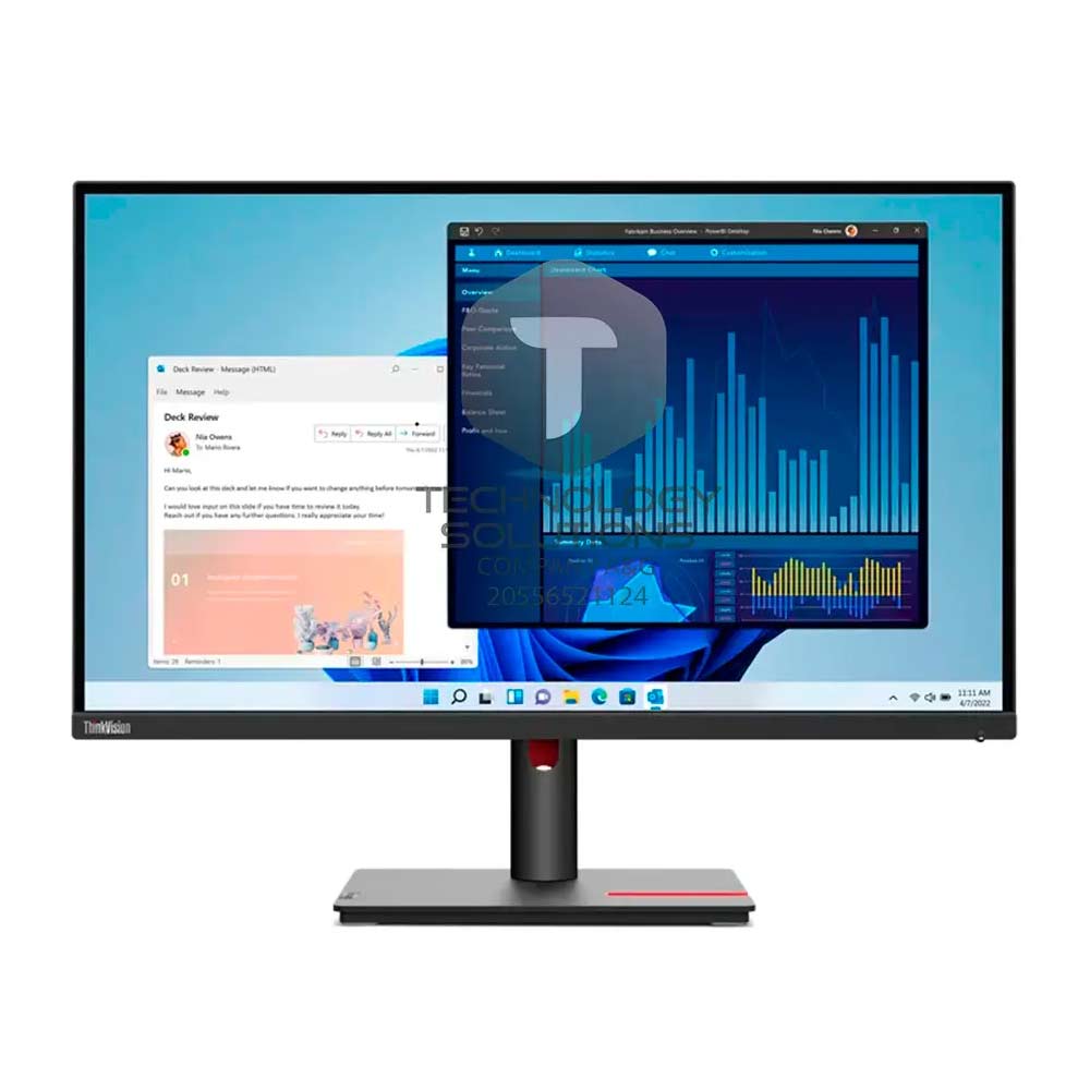 Monitor plano 21.5" Lenovo ThinkVision T22i-30 Panel IPS, FHD (1920x1080), 6 ms, 60 Hz, entradas HDMI/DisplayPort/VGA