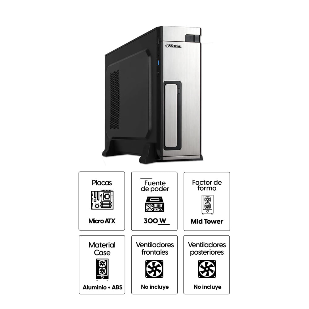 Imagen 2 del producto Gabinete Antryx Xtreme Slim Micro ATX/Mini-ITX, con fuente 300W