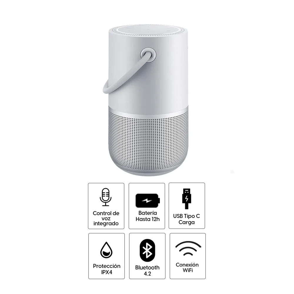 Imagen 2 del producto Parlante bluetooth Bose Home Portable con asa, IPX4, máx. 12 horas, silver (reempacado)