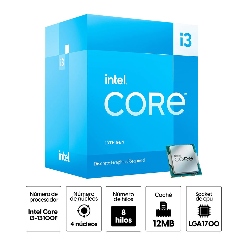 Imagen 2 del producto Procesador Intel Core i3-13100F, 4.5Ghz, 4+4 cores, LGA1700