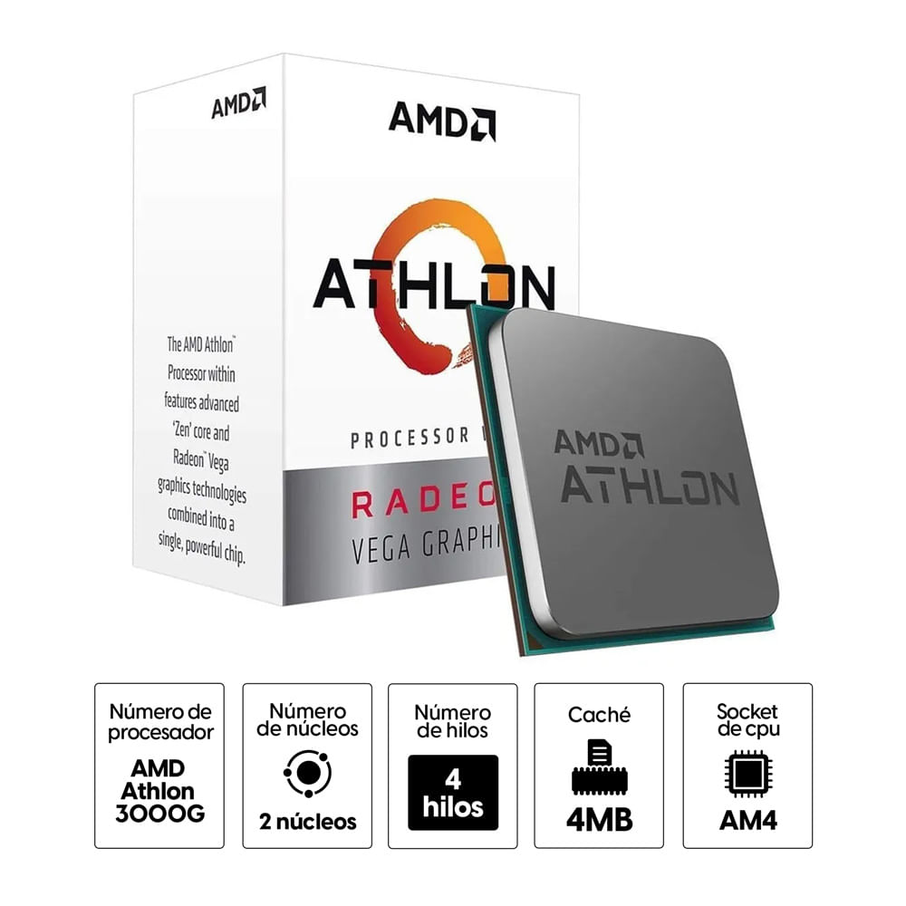 Imagen 2 del producto Procesador AMD ATHLON 3000G 3.5Ghz, 2 CORES, AM4
