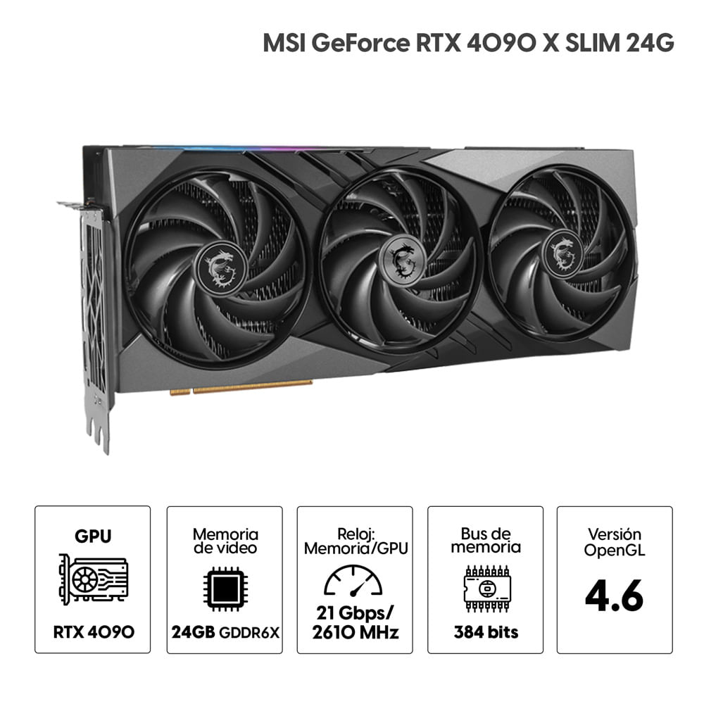 Imagen 2 del producto Tarjeta de video Msi GeForce RTX 4090 Gaming Slim 24GB GDDR6X, 384 bits