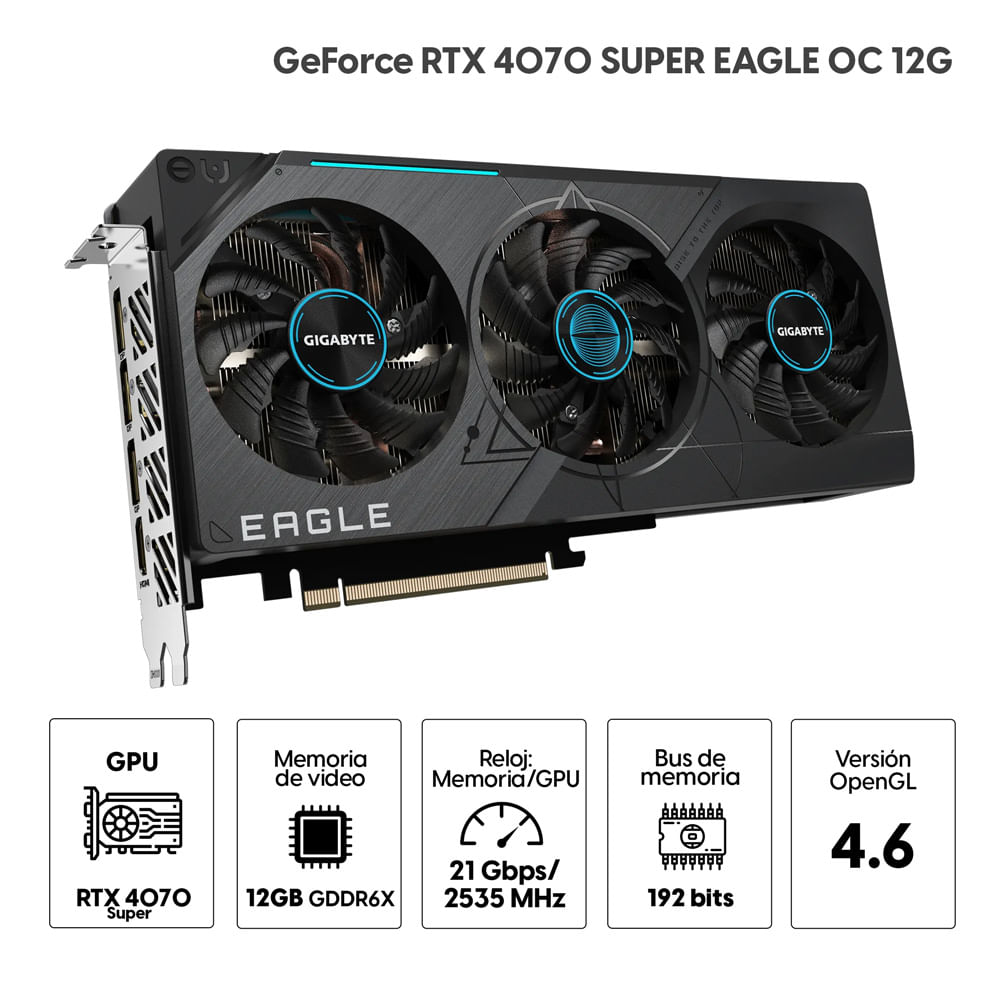Imagen 2 del producto Tarjeta de video Gigabyte GeForce RTX 4070 Super Eagle OC 12GB GDDR6X, 192 bits