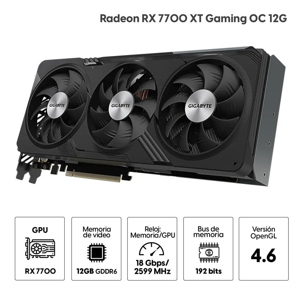 Imagen 2 del producto Tarjeta de video Gigabyte Radeon RX 7700 XT 12GB GDDR6, 192 bits
