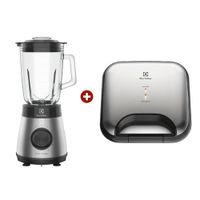 Combo Electrolux: Licuadora TruFlow EBS30, 700 W, 1.5 litros + Sandwichera Efficient Inox ESG20, 2 panes, plateado