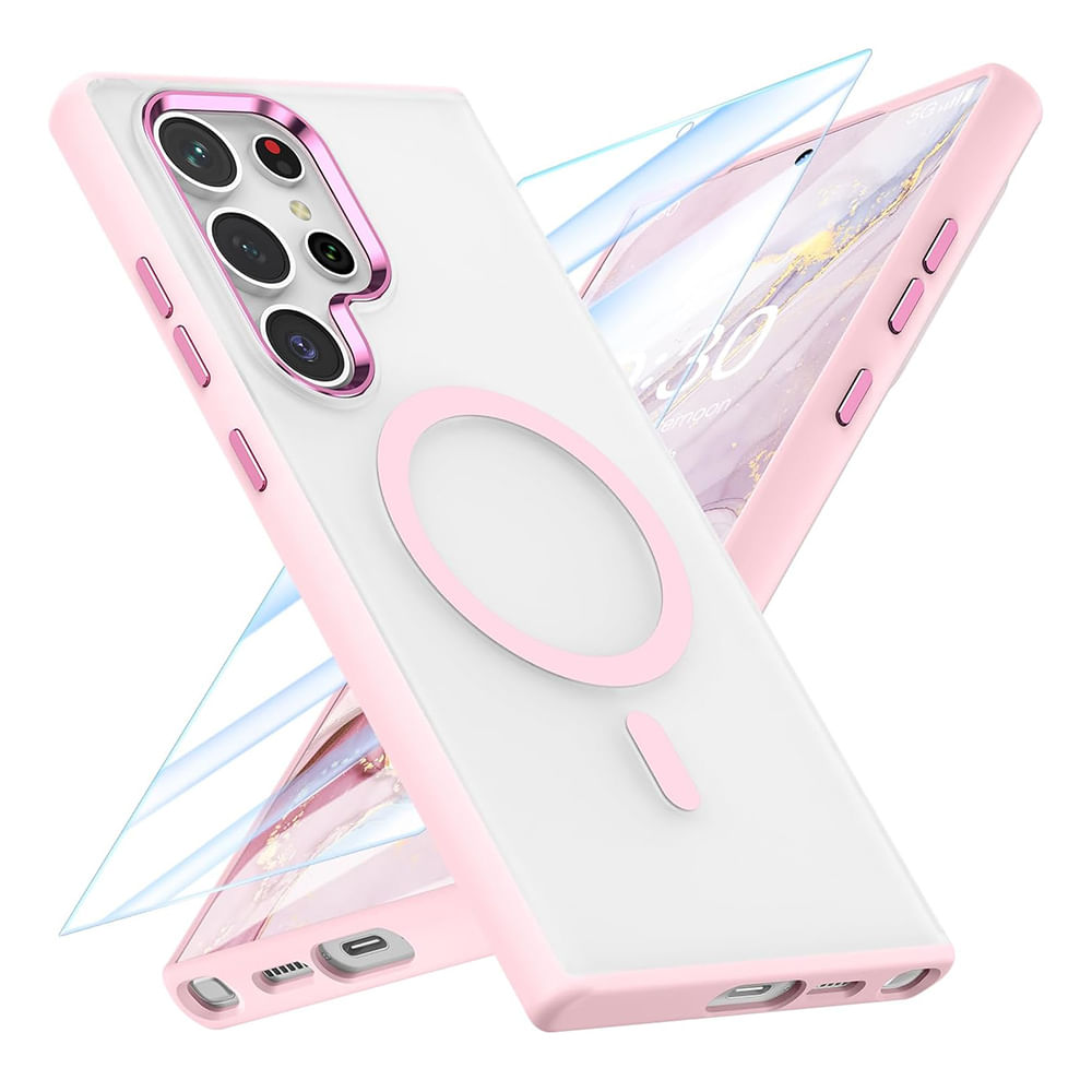 Case para Samsung Galaxy S24 Ultra amortiguador de choques, magnetico rosado