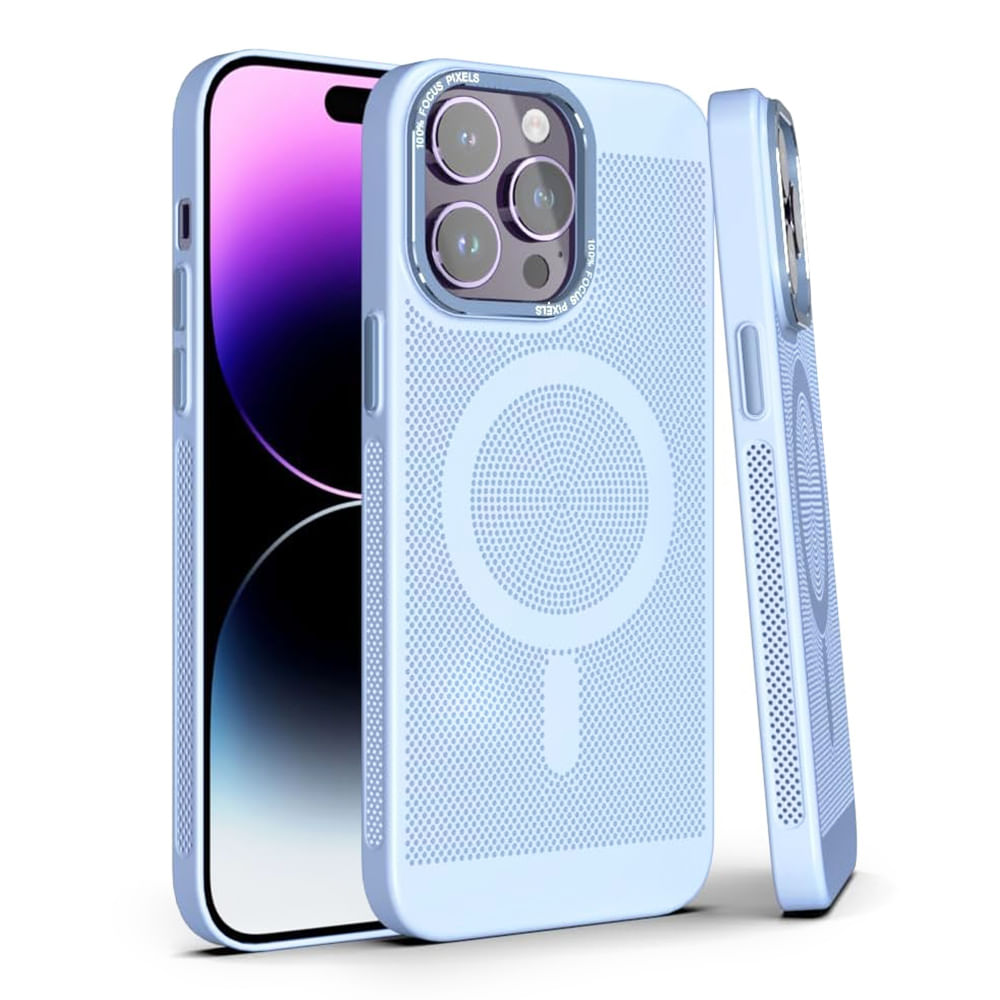 Case para iPhone 15 Pro con MagSafe para carga inalámbrica, para accesorios magnéticos, celeste