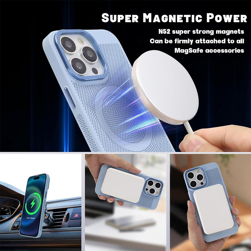 Imagen 2 del producto Case para iPhone 15 Pro con MagSafe para carga inalámbrica, para accesorios magnéticos, celeste