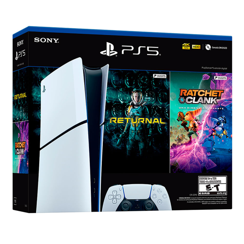 Consola PlayStation 5 Slim Digital + 2 juegos digitales con cupón (Returnal y Ratchet & Clank)