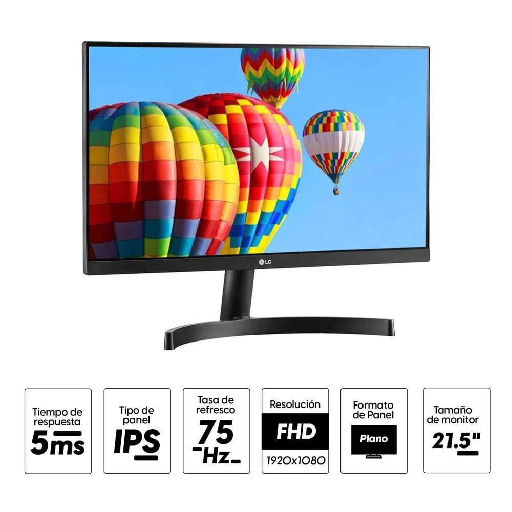 Imagen 2 del producto Monitor plano 21.5"" LG 22MK600M-B Panel IPS, 5ms, 75 Hz, FreeSync (reempacado)