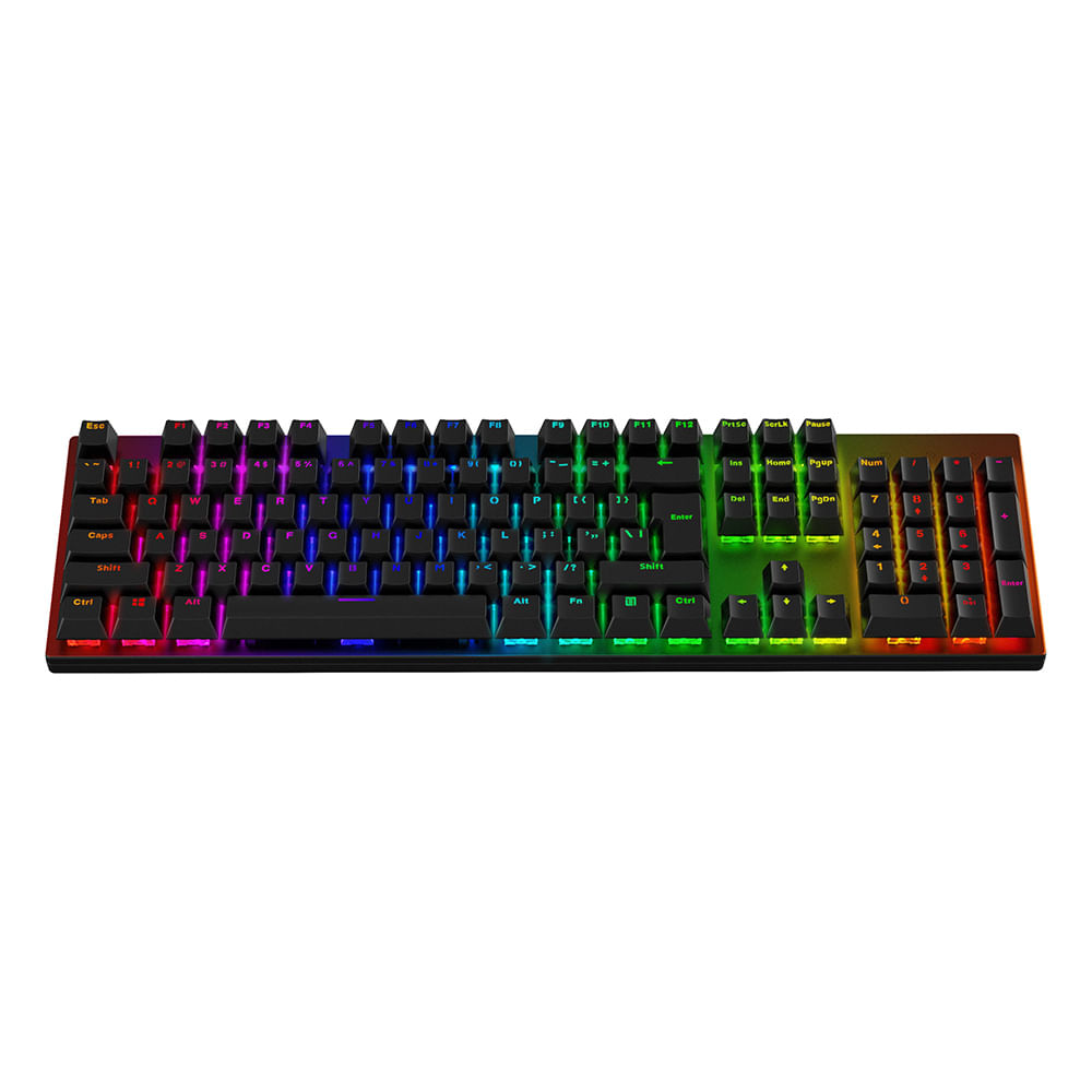 Teclado gamer alámbrico Coolbox T4G Thundebolt, conexión USB, mecánico, idioma inglés, RGB, switch azul, negro