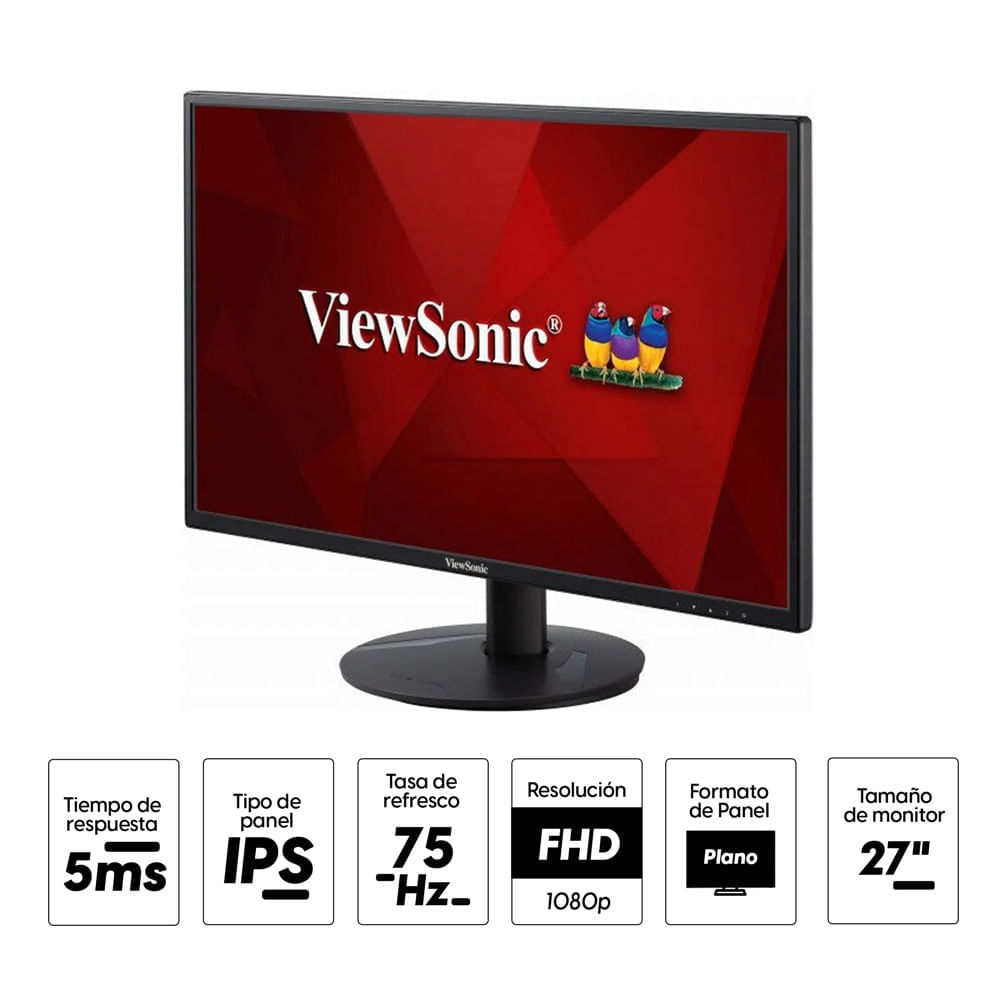 Imagen 2 del producto Monitor 27"" Viewsonic VA2718-SH Panel IPS, FHD, 5ms, 75 Hz (reempacado)