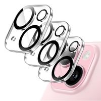 Protector de cámara para iPhone 15 / 15 Plus, transparente con borde negro