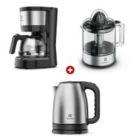 Combo Electrolux: Cafetera automática inoxidable ECM10 + Exprimidor de Naranja ECP10 + Hervidor Eléctrico EEK10, capacidad 1.8 litros