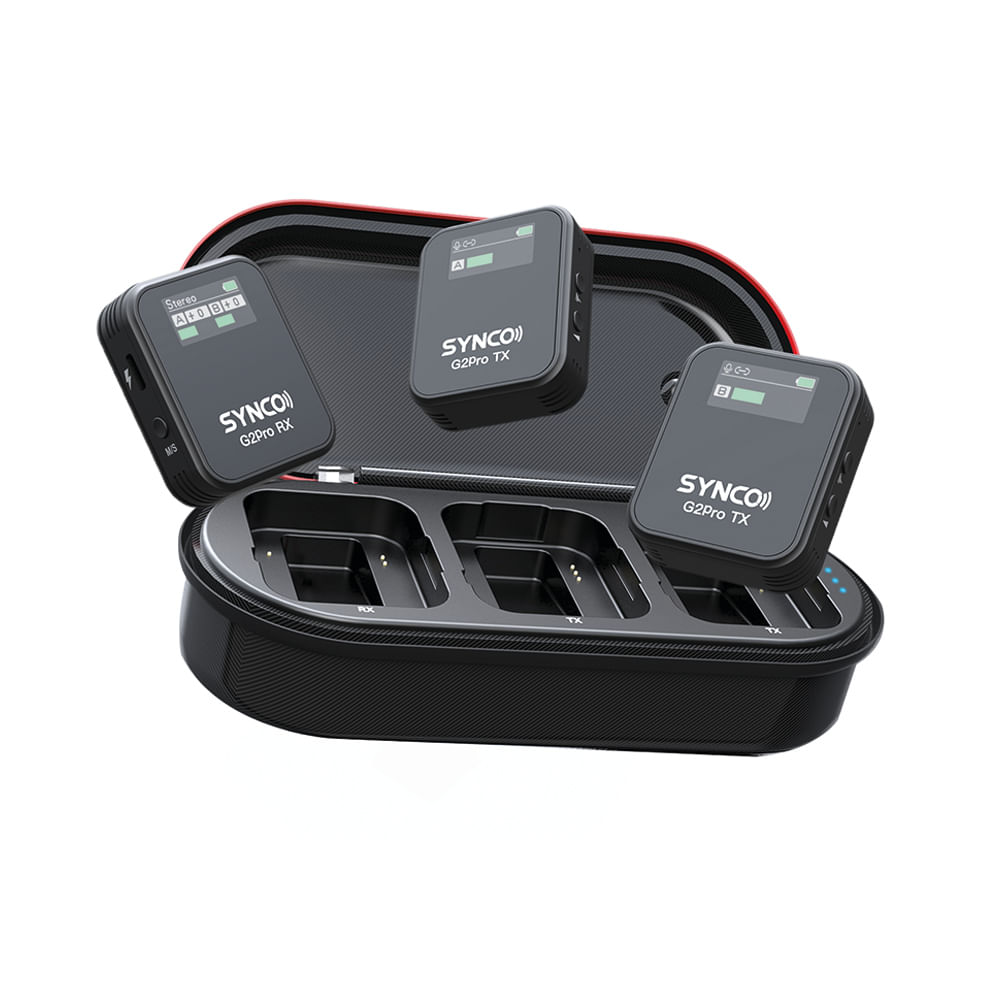 Sistema de micrófono Synco G2A2 PRO inalámbrico, compacto y versátil, negro