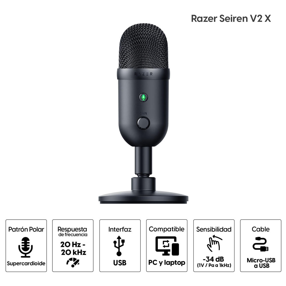 Imagen 2 del producto Micrófono gamer Razer Seiren V2 X Usb Streaming, negro