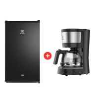 Combo Electrolux: Frigobar ERD090G2HWB, 90 litros, negro + Cafetera automática, 15 tazas expresso ECM10
