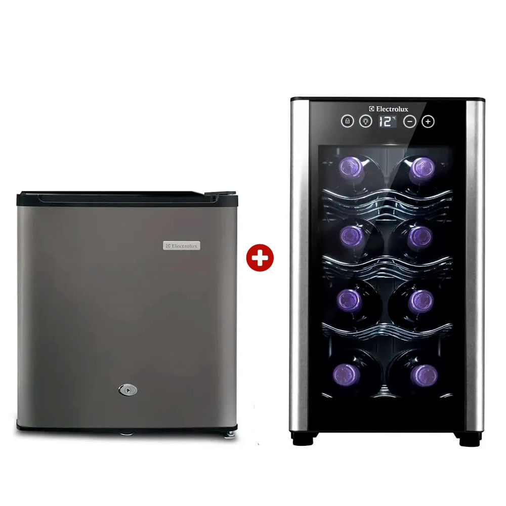 Combo Electrolux: Minibar Frost One Door ERD50G2HPI, 47 litros + Cava de Vinos Termoeléctrica ERW082XAMB