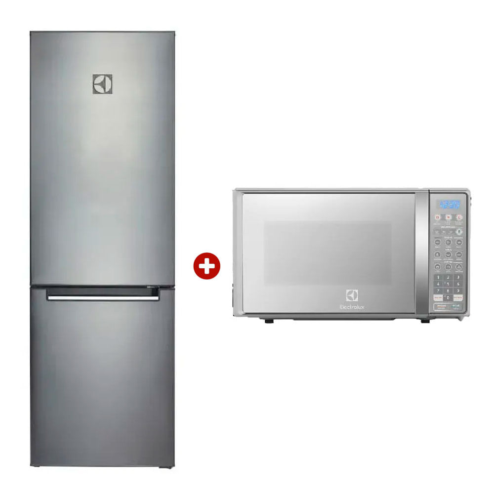 Combo Electrolux: Refrigeradora ERT32G2KSQS, capacidad 310L, gris + Microondas EMDO20S2GSRUG, capacidad 20L