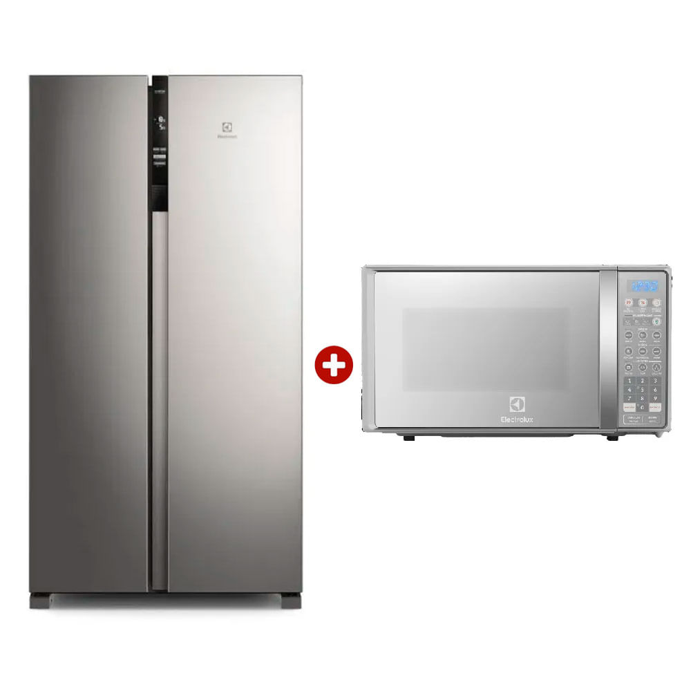 Imagen 1 del producto Combo Electrolux: Refrigeradora Side by Side ERSA53V2HVG, capacidad 517L + Microondas EMDO20S2GSRUG, capacidad 20 litros