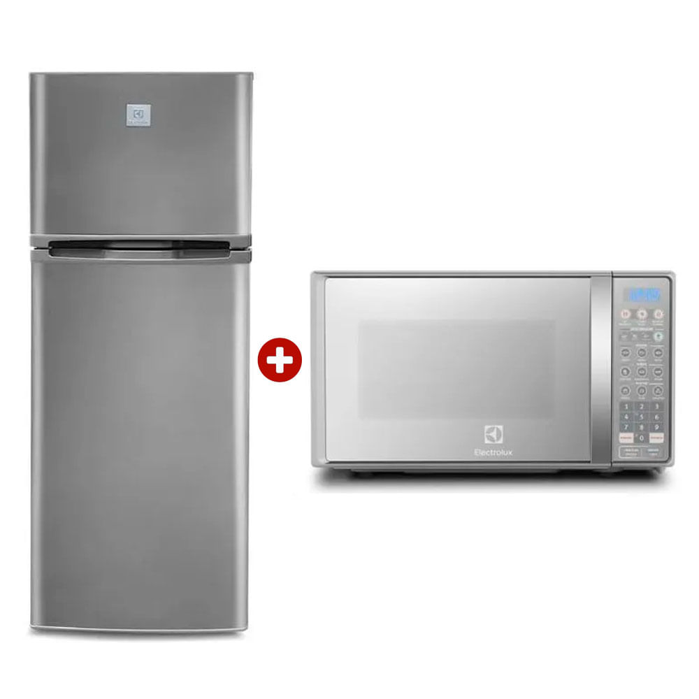 Imagen 1 del producto Combo Electrolux: Refrigeradora ERT18G2HNI Top Mount Frost, 138 litros, plateado + Microondas EMDO20S2GSRUG, 20 litros, 600 W, plateado