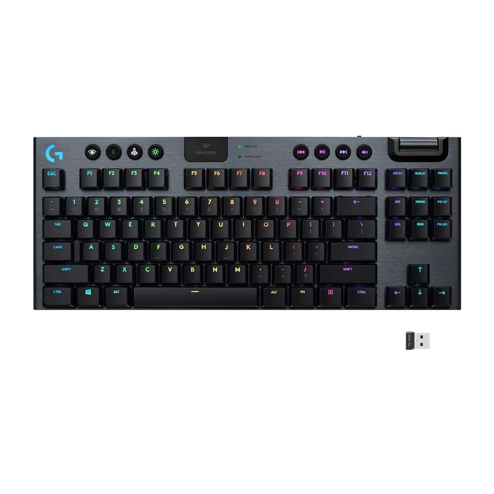 Teclado gamer Logitech G G915 TKL mecánico, inalámbrico, receptor usb, switch bajo perfil, RGB