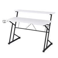Mesa gamer Technisport Finn con estante ajustable para monitor, fibra de carbono, 119.5 x 70 cm, blanco