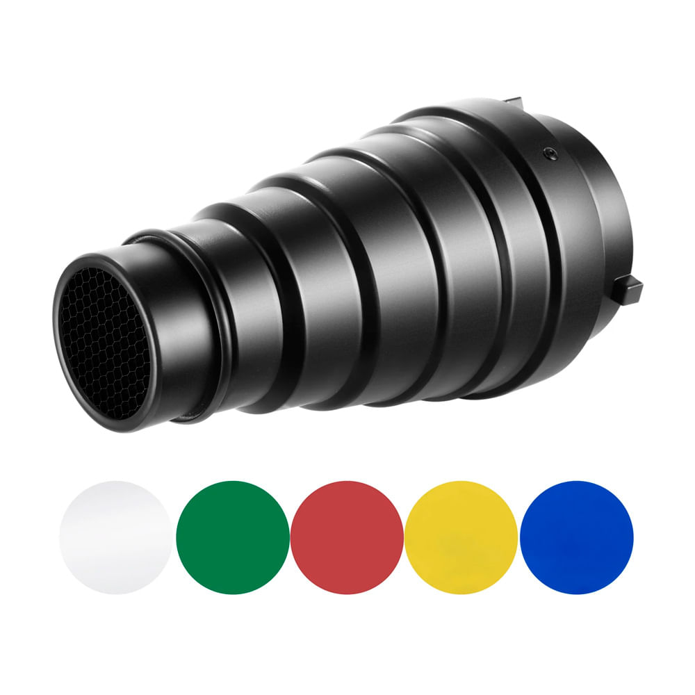 Snoot Neewer con 5 filtros de color,material aleacion de aluminio,multicolor