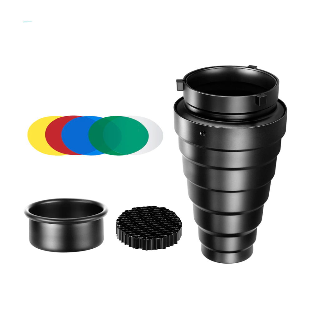 Imagen 2 del producto Snoot Neewer con 5 filtros de color,material aleacion de aluminio,multicolor
