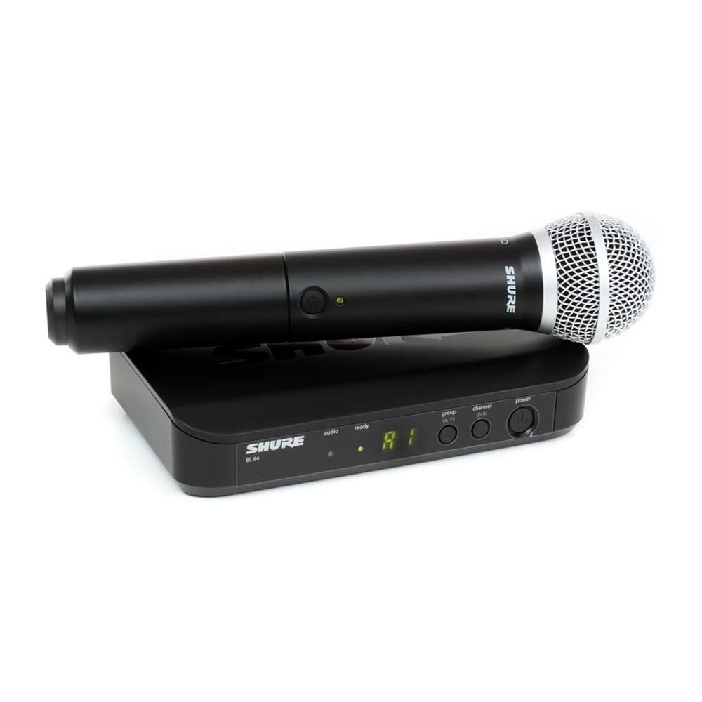 Micrófono inalámbrico de mano Shure, con micrófono semiprofesional PGA58 y receptor con antenas internas, negro