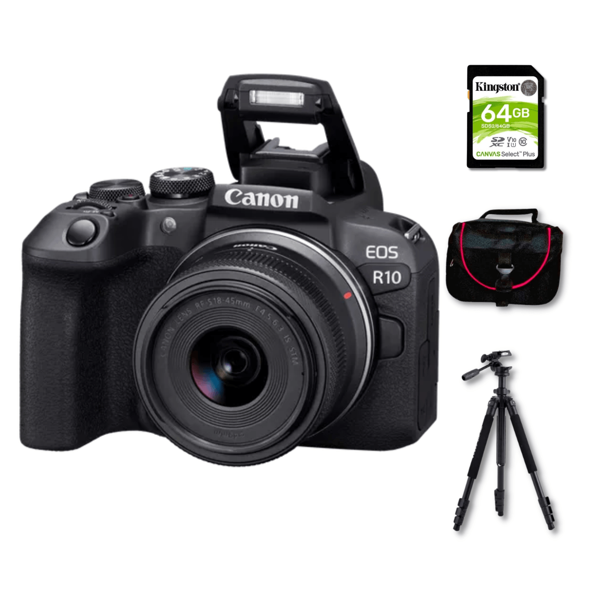 Imagen 1 del producto Cámara Mirrorless EOS R10 + Lente RF-S 18-45MM + Kit Deluxe