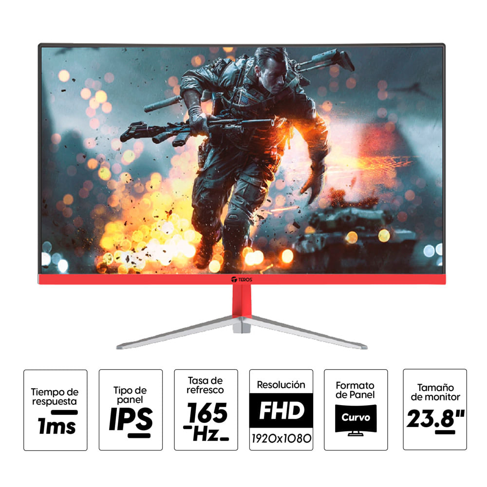 Imagen 2 del producto Monitor gamer curvo 23.8” Teros Te-2470G Panel IPS, FHD(1920x1080), 165Hz, 1ms, entrada HDMI