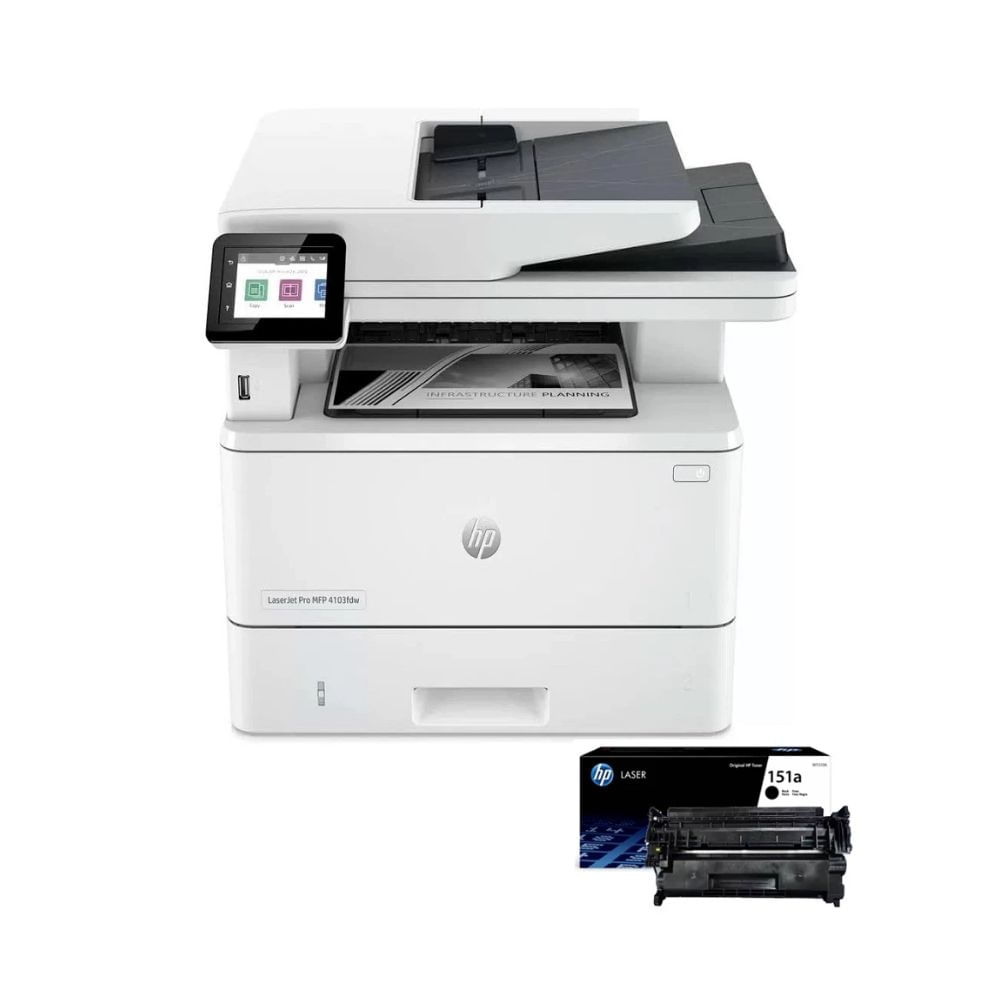 Impresora multifuncional HP LaserJet Pro MFP 4103FDW monocromático, cartucho tóner