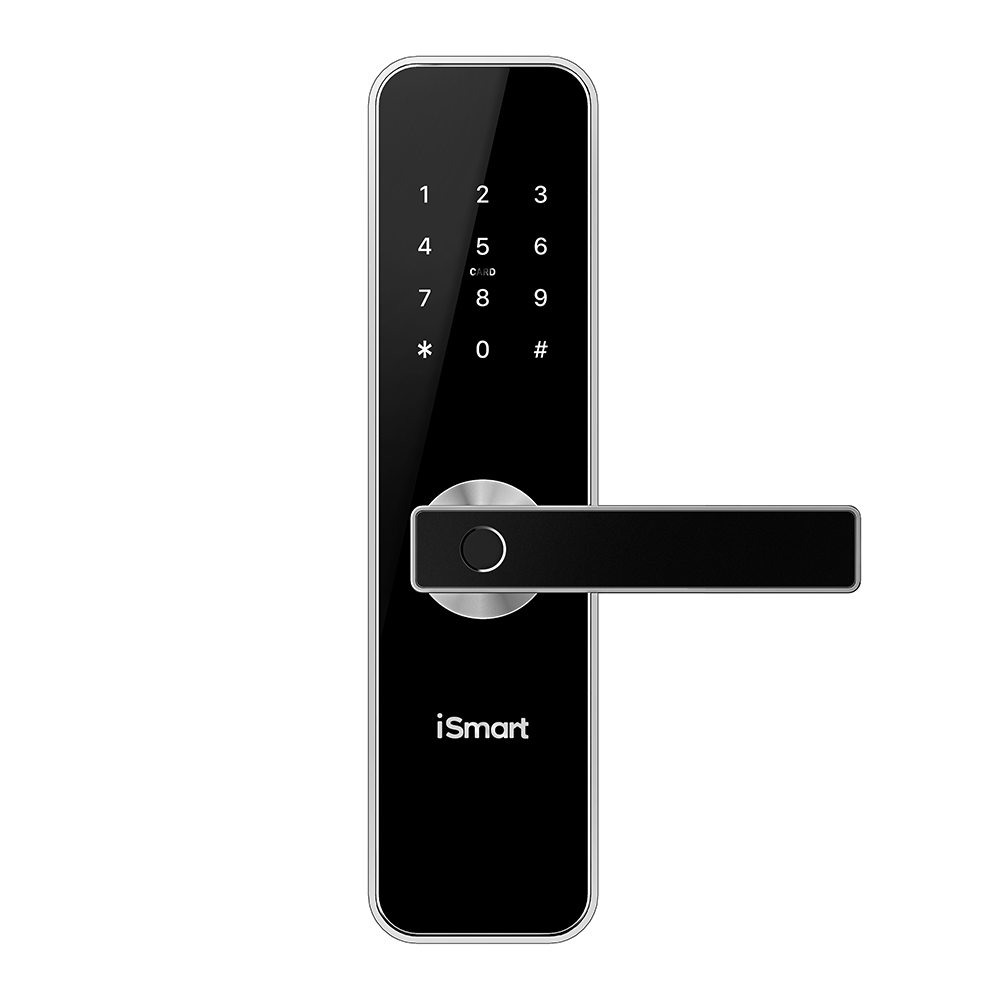 Cerradura inteligente bluetooth iSmart IL31S mediana, 5 métodos de apertura, negra con plateada