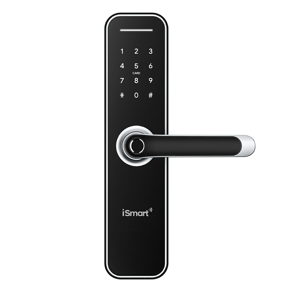 Cerradura inteligente  bluetooth iSmart IL32S mediana, 5 métodos de apertura, negra con gris