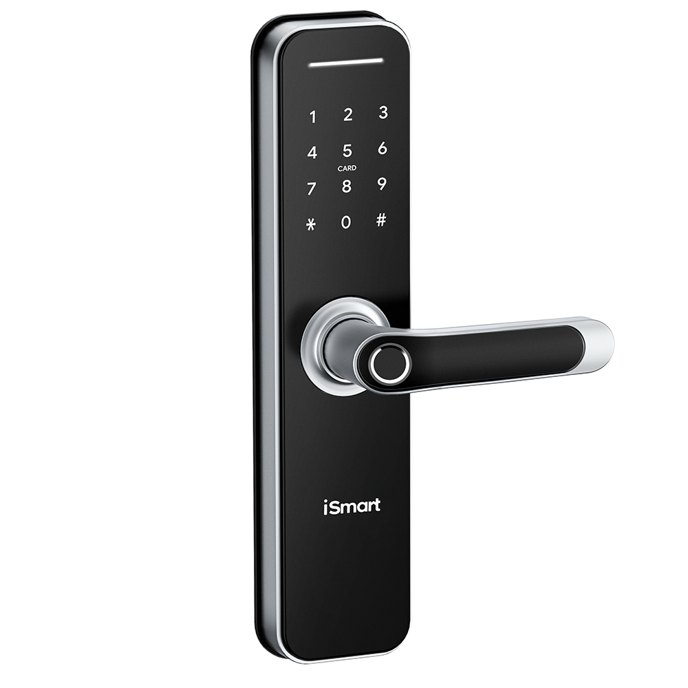 Imagen 2 del producto Cerradura inteligente  bluetooth iSmart IL32S mediana, 5 métodos de apertura, negra con gris