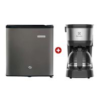 Combo Electrolux: Minibar Frost ERD50G2HPI, capacidad 47L, plateado + Cafetera ECM10, 15 tazas, acero inoxidable