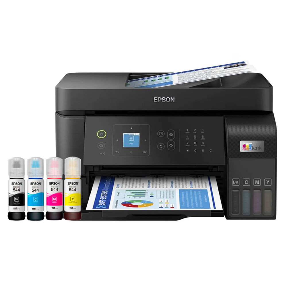 Impresora multifuncional Epson EcoTank L5590, inyección de tinta, inalámbrica, Wi-Fi, con tanques recargables + 4 botellas de tinta