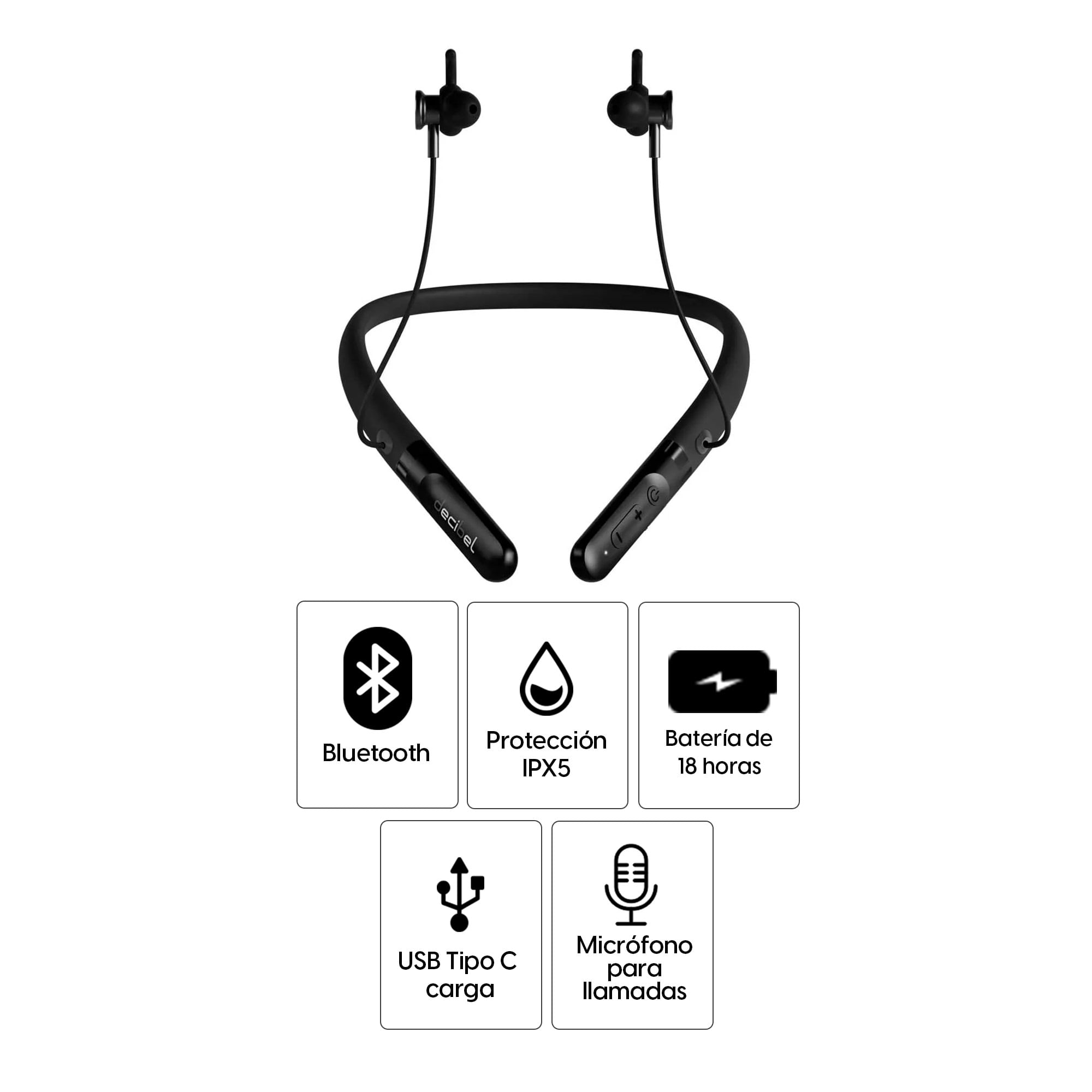 Imagen 2 del producto Audífonos bluetooth in ear Decibel Active Pro, micrófono incorporado, máx. 18 horas, control de música y llamadas, gris