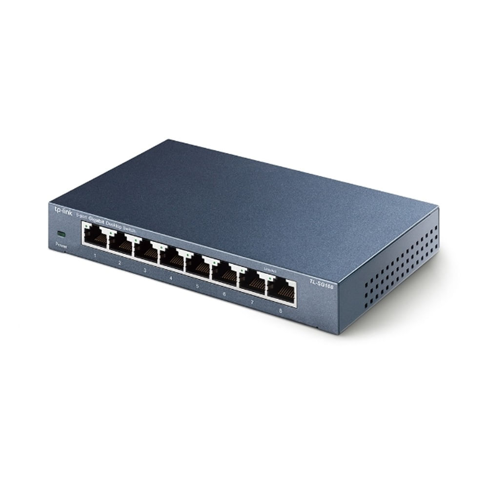 Switch conmutador Tp-link TL-SG108 ethernet, 8 puertos, 10/100/1000 mbps, escritorio o montaje en pared
