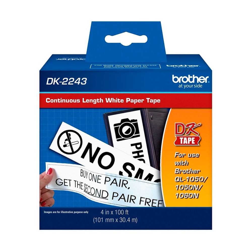 Imagen 1 del producto Cinta Brother DK-2243 (101 mm x 30.4 m), Rollo continuo, para etiquetadora Brother DK2243