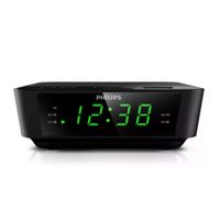 Reacondicionado: Radio reloj despertador Philips AJ3116M FM, alarma dual, batería de reserva, snooze, negro