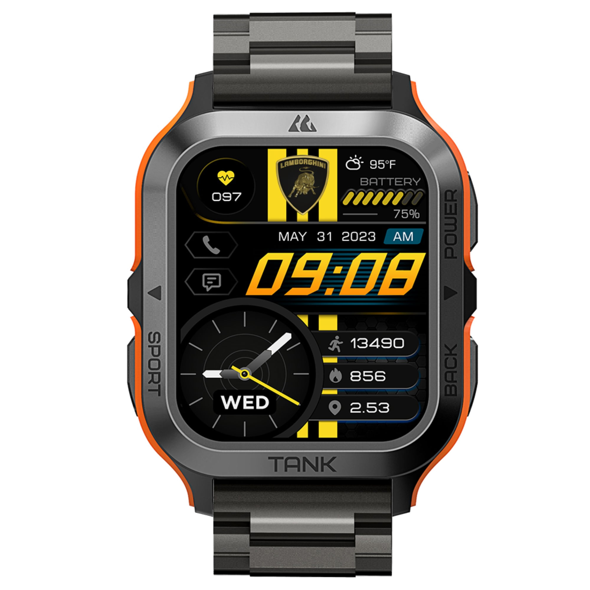 Imagen 1 del producto Smartwatch Lamborghini Aventador Q4 Metal pantalla 1.85""/AMOLED, 70 modos deportivos, batería hasta 15 días, negro
