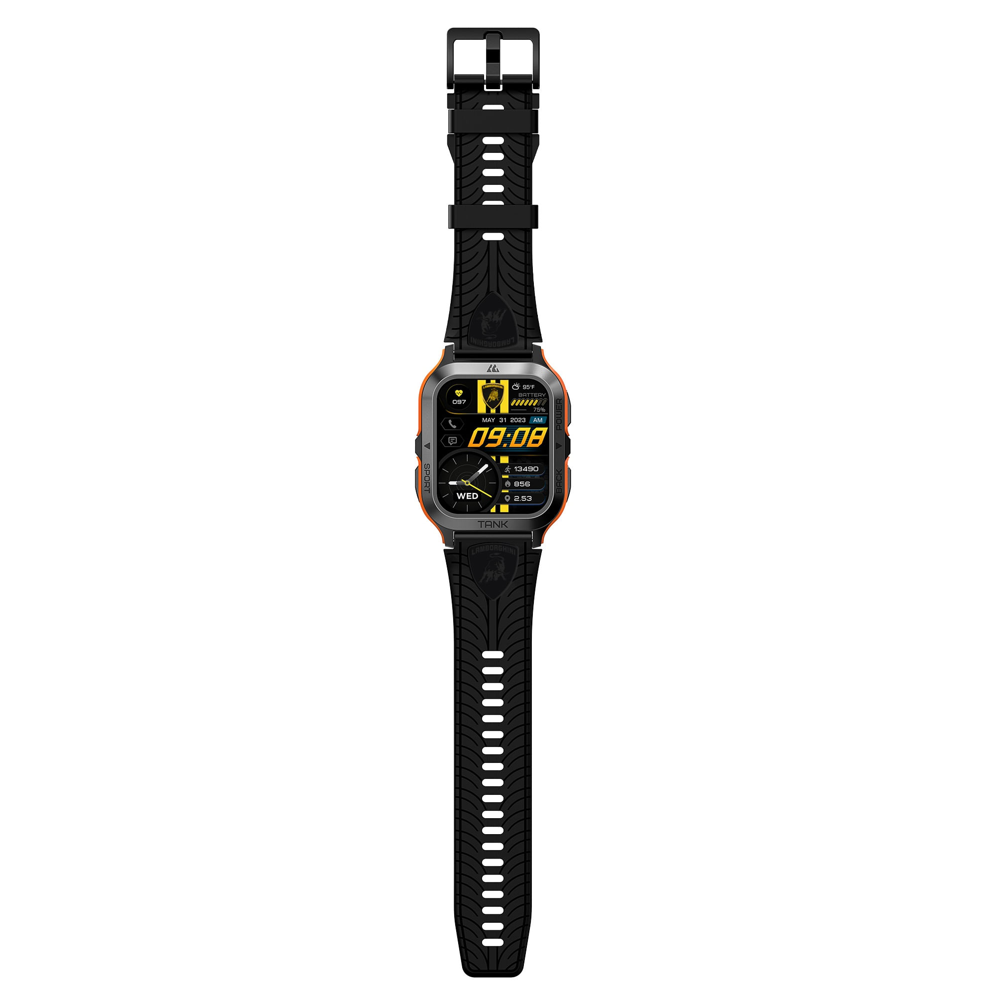 Imagen 2 del producto Smartwatch Lamborghini Aventador Q4 pantalla 1.85""/AMOLED, 70 modos deportivos, batería hasta 15 días, negro