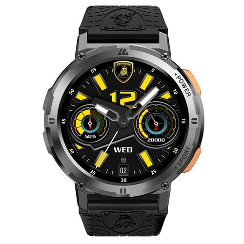 Smartwatch Lamborghini Aventador Cerchio pantalla 1.43"/AMOLED, resistente al agua 5ATM, batería hasta 15 días, negro
