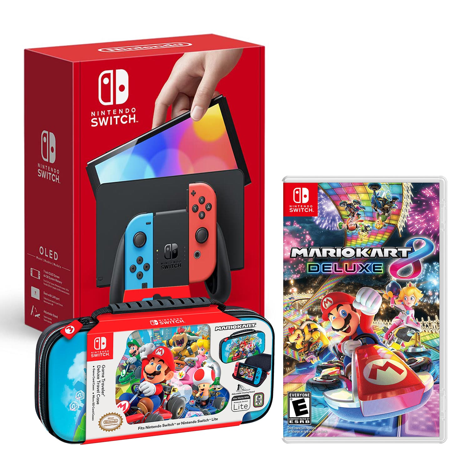 Consola Nintendo Switch Oled Neon + Mario Kart 8 + Estuche Mario Kart Bag